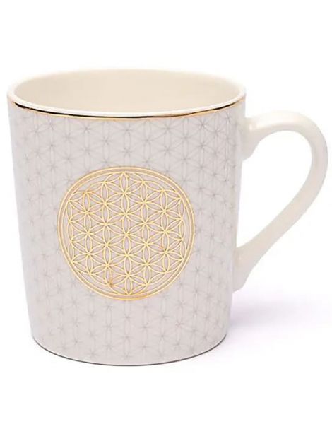 Taza de Té y Café Blanca con Flor de la Vida - 250 ml.