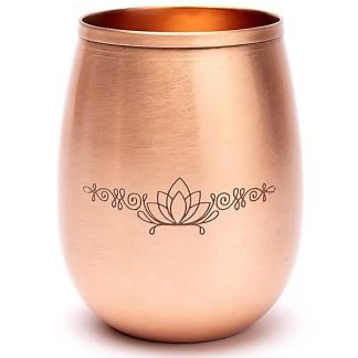 Vaso de Cobre con Flor de Loto Grabada a Laser - 350 ml.