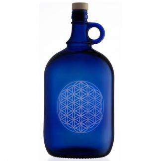 Garrafa de Vidrio Azul de Murano con Flor de la Vida Grabada - 5 litros