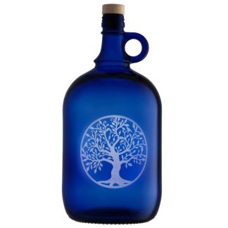 Garrafa de Vidrio Azul de Murano con Árbol de la Vida Grabado - 2 litros