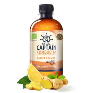 Bebida Kombucha Jengibre y Limón Bio Captain Kombucha - 400 ml.