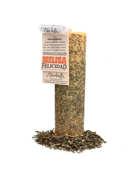 Vela Artesanal de Soja con Melisa - Felicidad