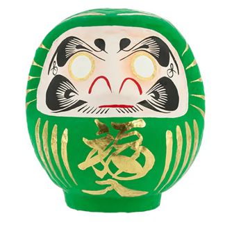 Daruma Japonés Verde (Salud) Tierra Zen - 12 cm.