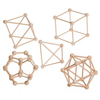 Juego de Cinco Poliedros de Madera Natural