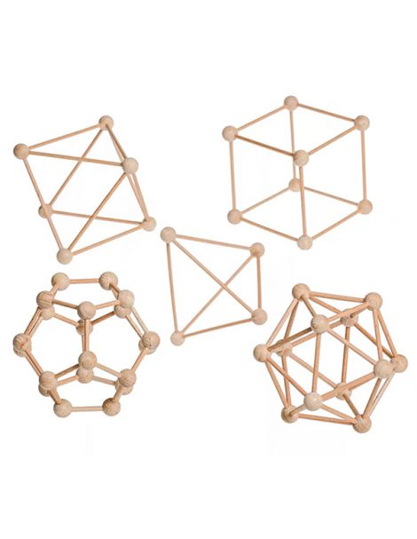 Juego de Cinco Poliedros de Madera Natural