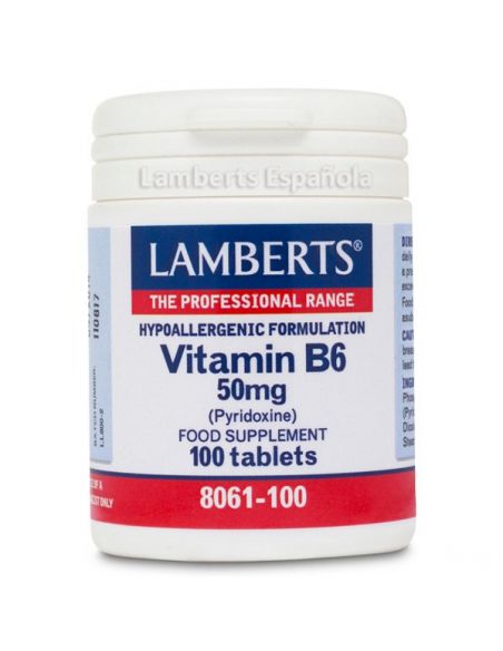 Vitamina B6 (Piridoxina) 50 mg. Lamberts - 100 tabletas