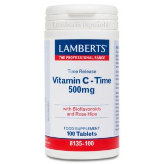 Vitamina C 500 mg. con Bioflavonoides L. Sostenida Lamberts - 100 tabletas
