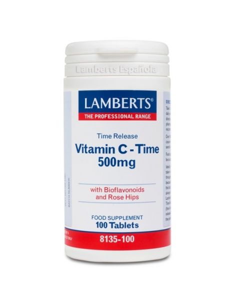 Vitamina C 500 mg. con Bioflavonoides L. Sostenida Lamberts - 100 tabletas
