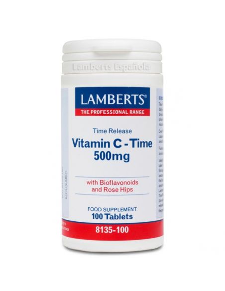 Vitamina C 500 mg. con Bioflavonoides L. Sostenida Lamberts - 100 tabletas