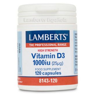 Vitamina D3 1000 UI 25 mcg. Lamberts - 120 cápsulas