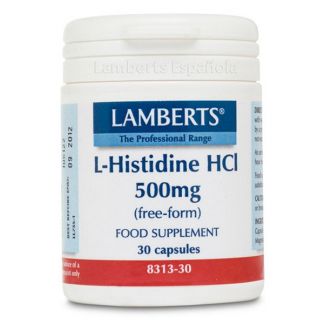 L-Histidina HCI 500 mg. Lamberts - 30 cápsulas