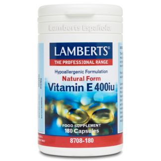 Vitamina E Natural 400 UI Lamberts - 180 cápsulas
