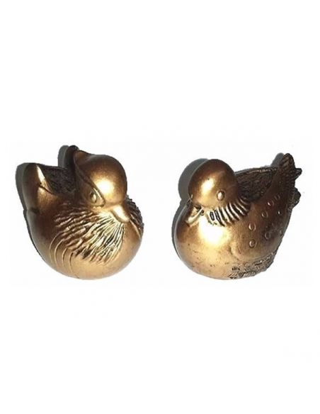 Pareja de Patos Mandarines Dorados Mini - 3x5 cm.