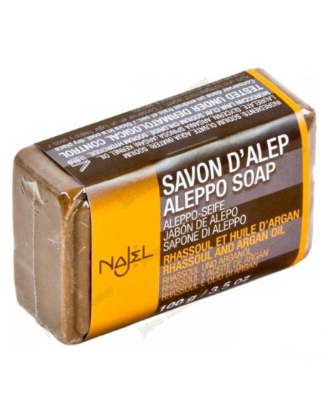 Jabón de Alepo con Rhassoul y Argán Najel - pastilla de 100 gramos